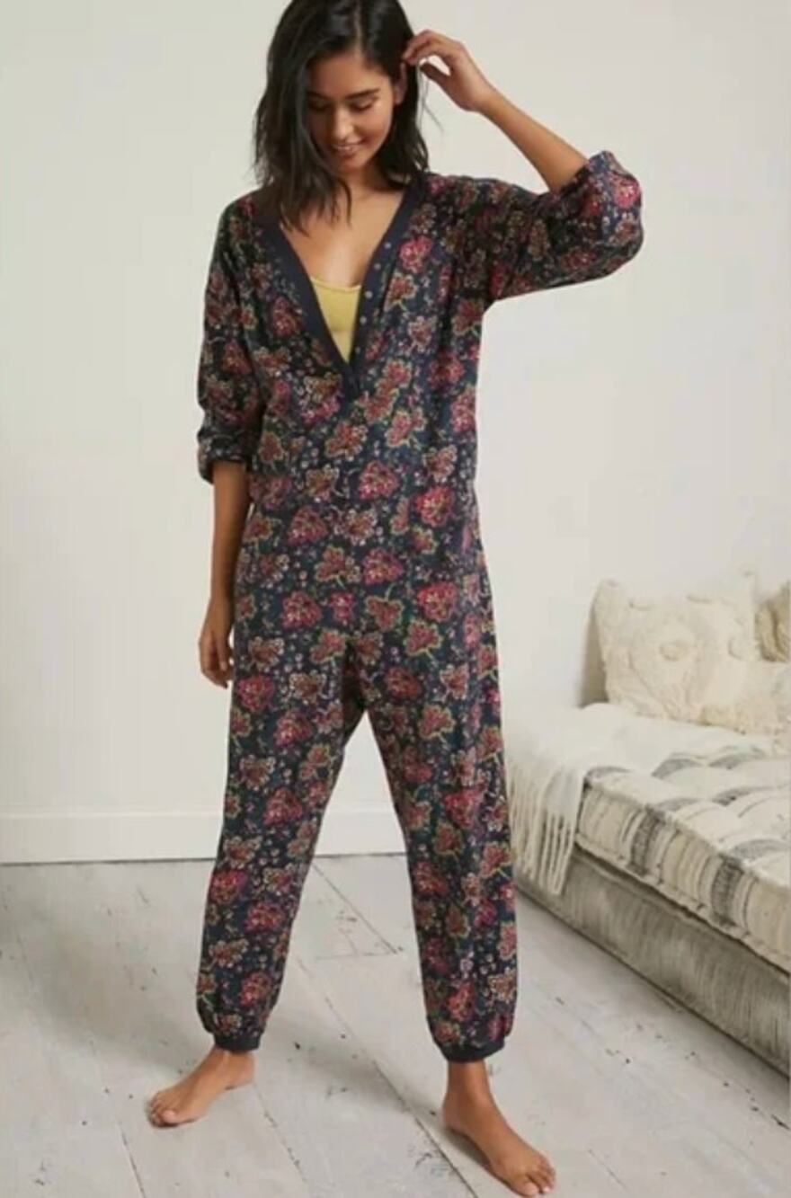 Anthropologie Fireside Flannel Sleep Jumpsuit XS